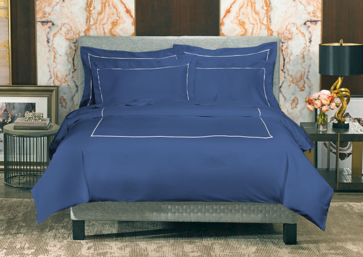Sapphire Blue Sateen Bedding Set, Royal Luxe Duvet Cover Set
