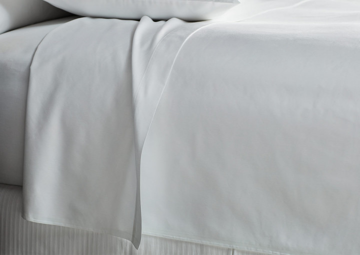 Parure drap plat et taies en percale de coton blanc 280x290 cm