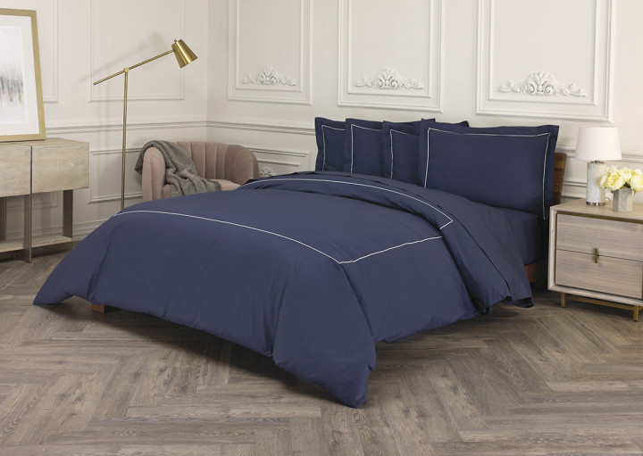 Juego de funda nórdica para cama Super queen de 200x220 cm con diseño liso  de color azul Forme